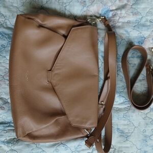 Mina Baie Audrey Elegant Brown Leather Shoulder Bag